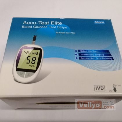 Accu-Test Elite Blood Glucose Test Strips 50pcs no code easy use