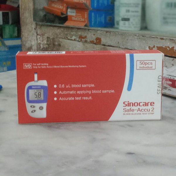 Sinocare Safe-Accu 2 Blood Glucose Test Strips (foil) 50pcs individual - Image 2