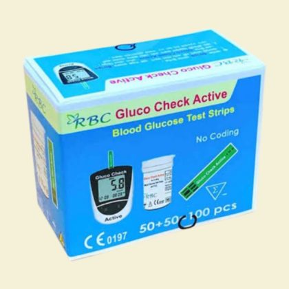 RBC Gluco Check Active Blood Glucose Test Strips 50+50=100pcs no coding