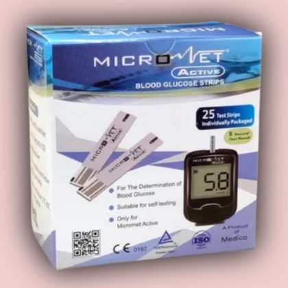 Micromet Active Glucose Test Strips – 25Pcs